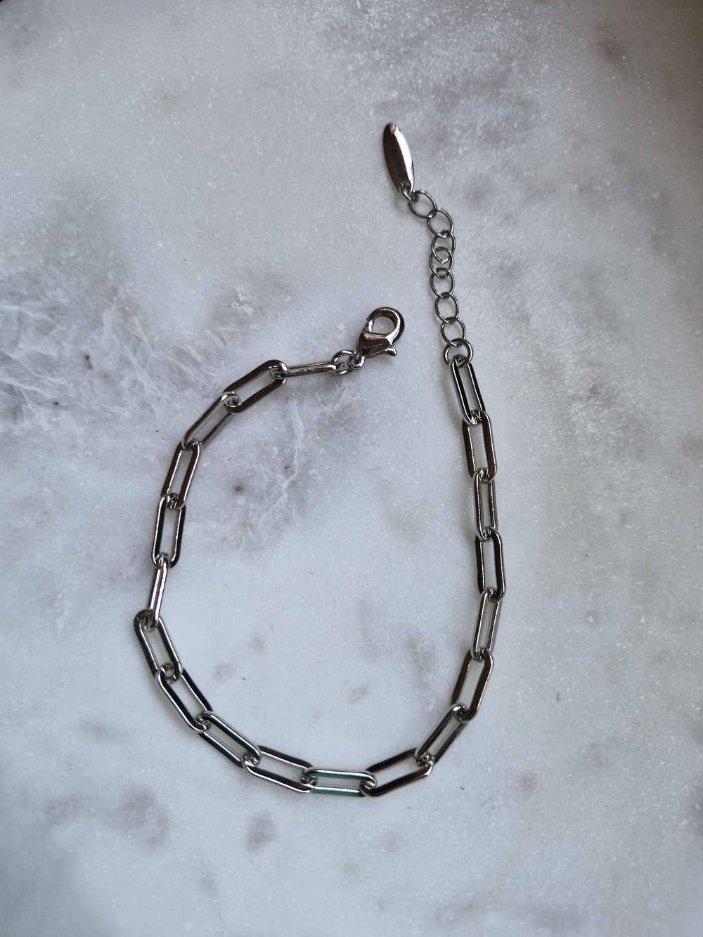 18k Silver Plated Paperclip Bracelet